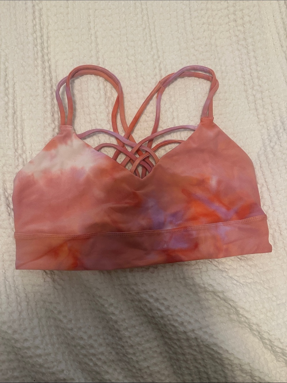 JoyLab Pink-Orange Tie-Dye Strappy Sports Bra